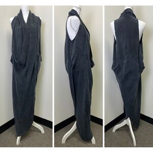 NWT KOZAN Wrap-front Tunic Dress with draping Size S Black Lagenlook